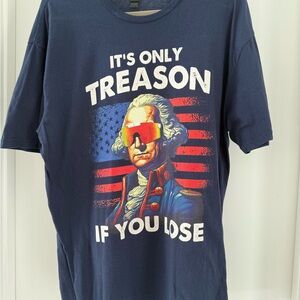 Patriotic 4th of July Blue Short Sleeve Tee EUC